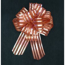 2" Wide Pull Bow Ribbon With 14 Loops - Brown  Iridescent Solid and Sheer Striped Pull Bow  (Lot of 1 Pack) SALE ITEM
